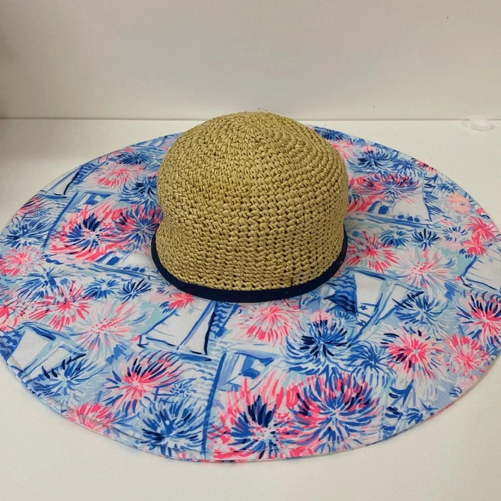 Lilly Pulitzer‎ Straw Hat with Blue Trim